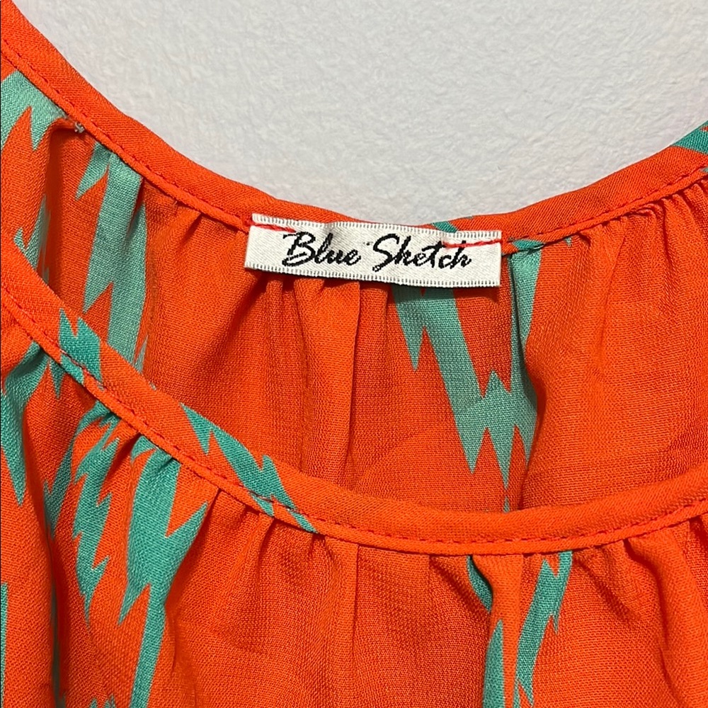Blue Sketch Orange and Green Tank - Picture 3 of 4